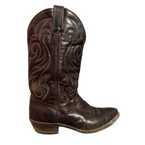 Code West Dark Brown Leather Western Cowboy Boots Size 9.5M